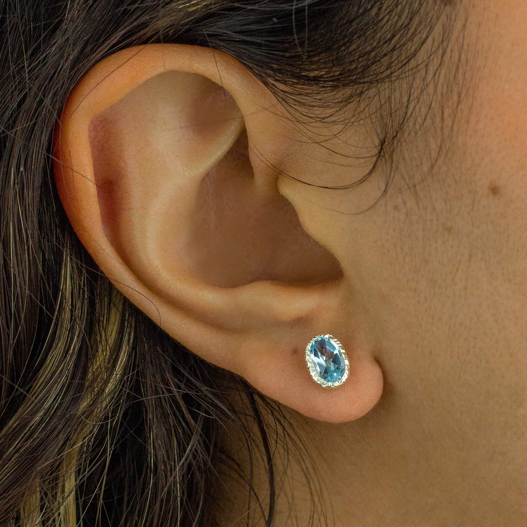 Blue Topaz Stud Earrings