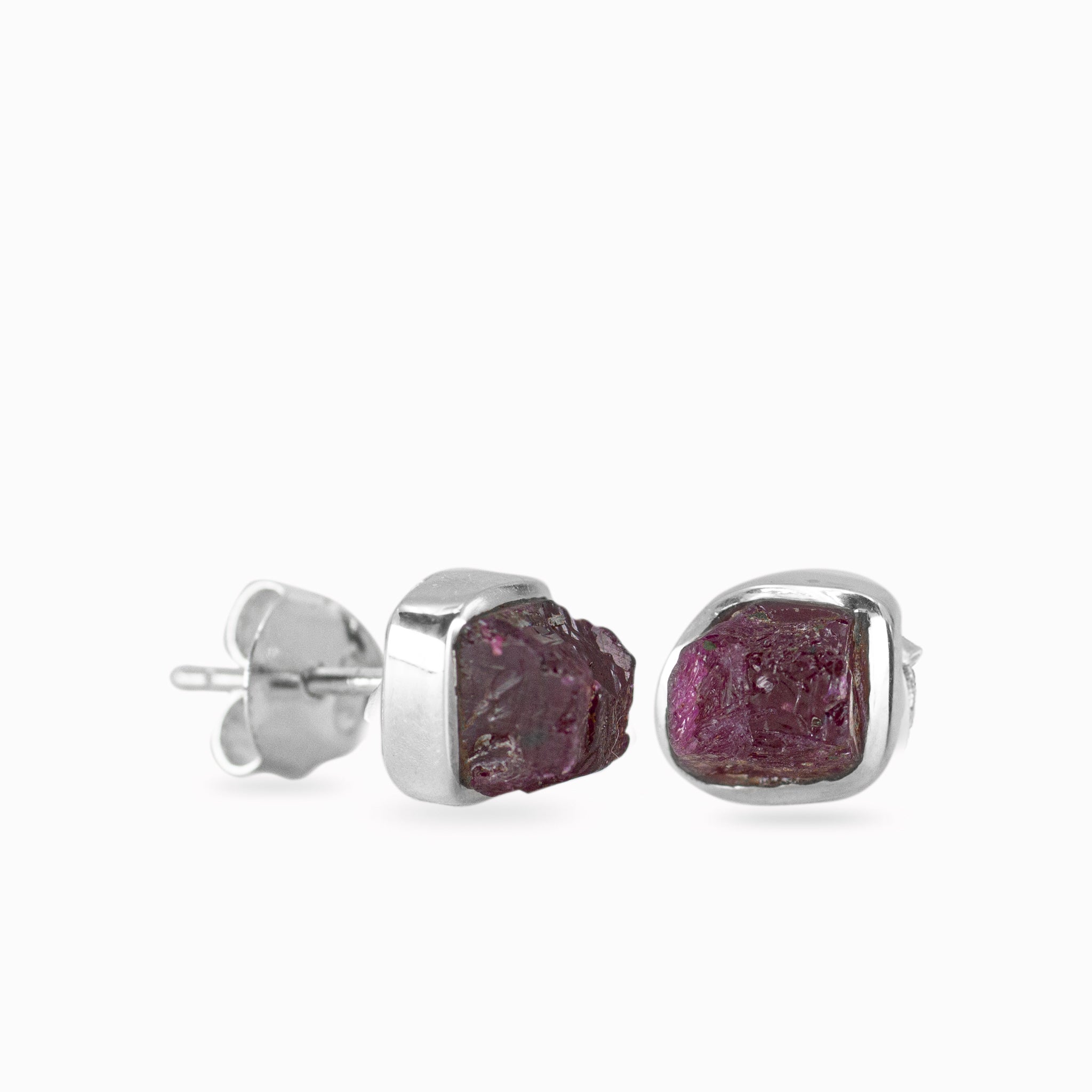 raw ruby earrings