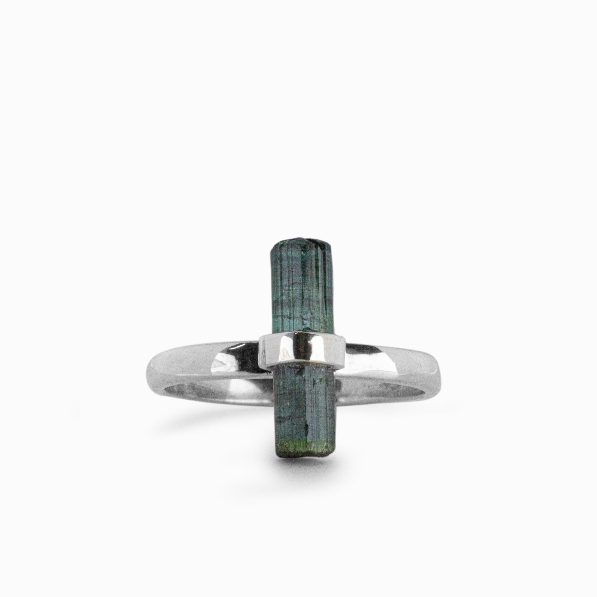 raw green tourmaline ring