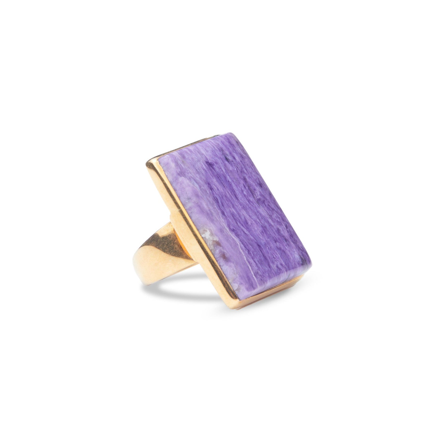 Charoite cabochon rectangle vermeil ring