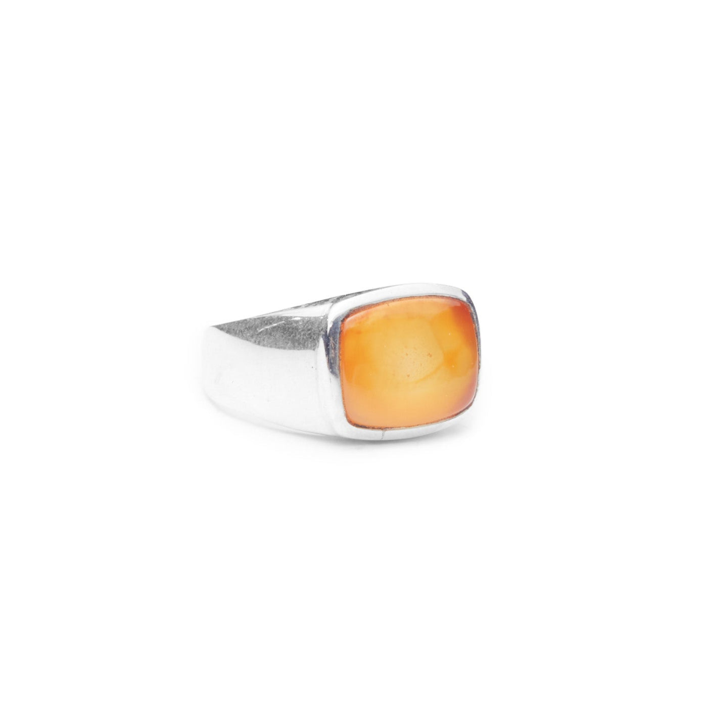 Carnelian Cabochon rectangular ring with thick band