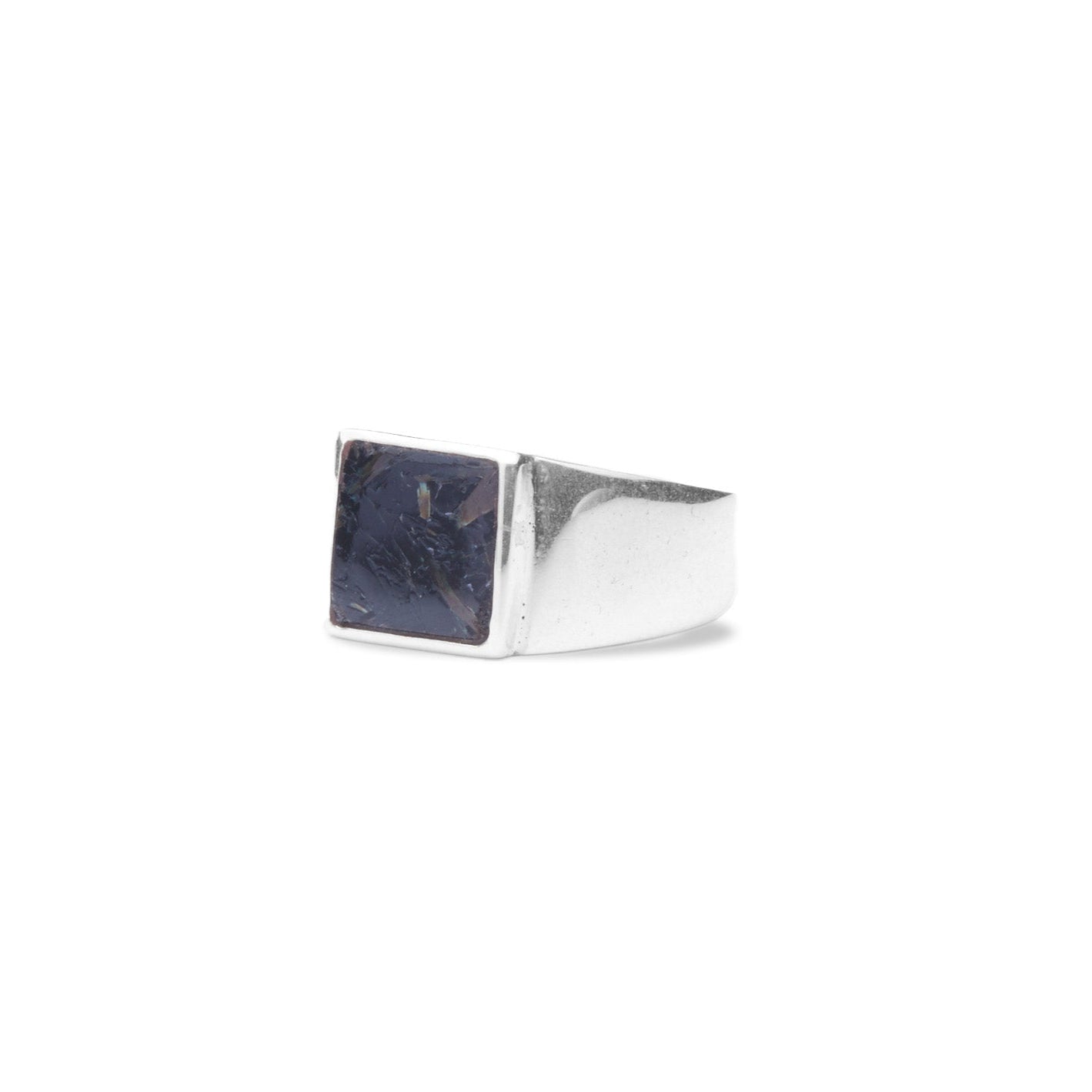 Nuummite cabochon square bezel set Ring
