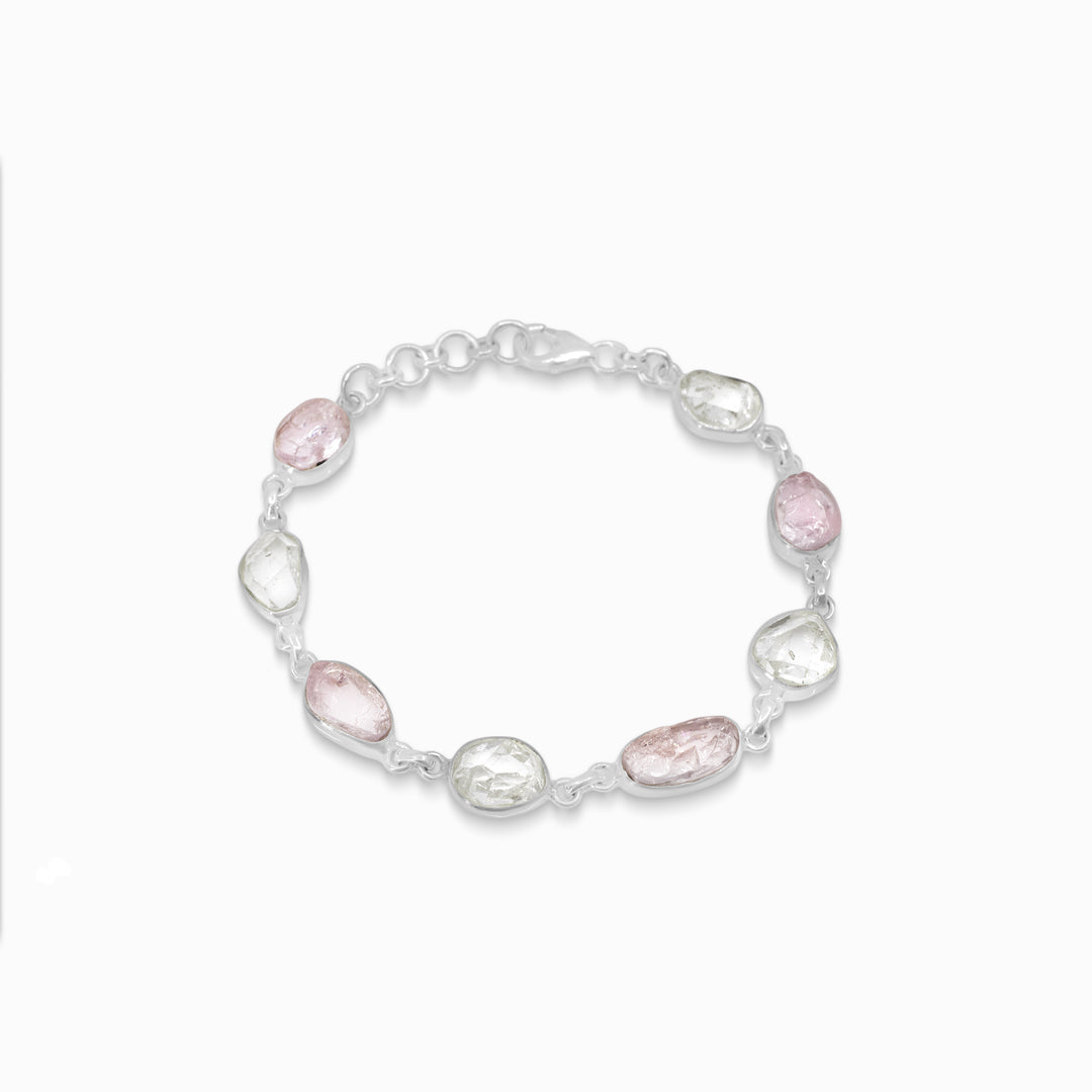 Morganite & Herkimer Diamond Bracelet