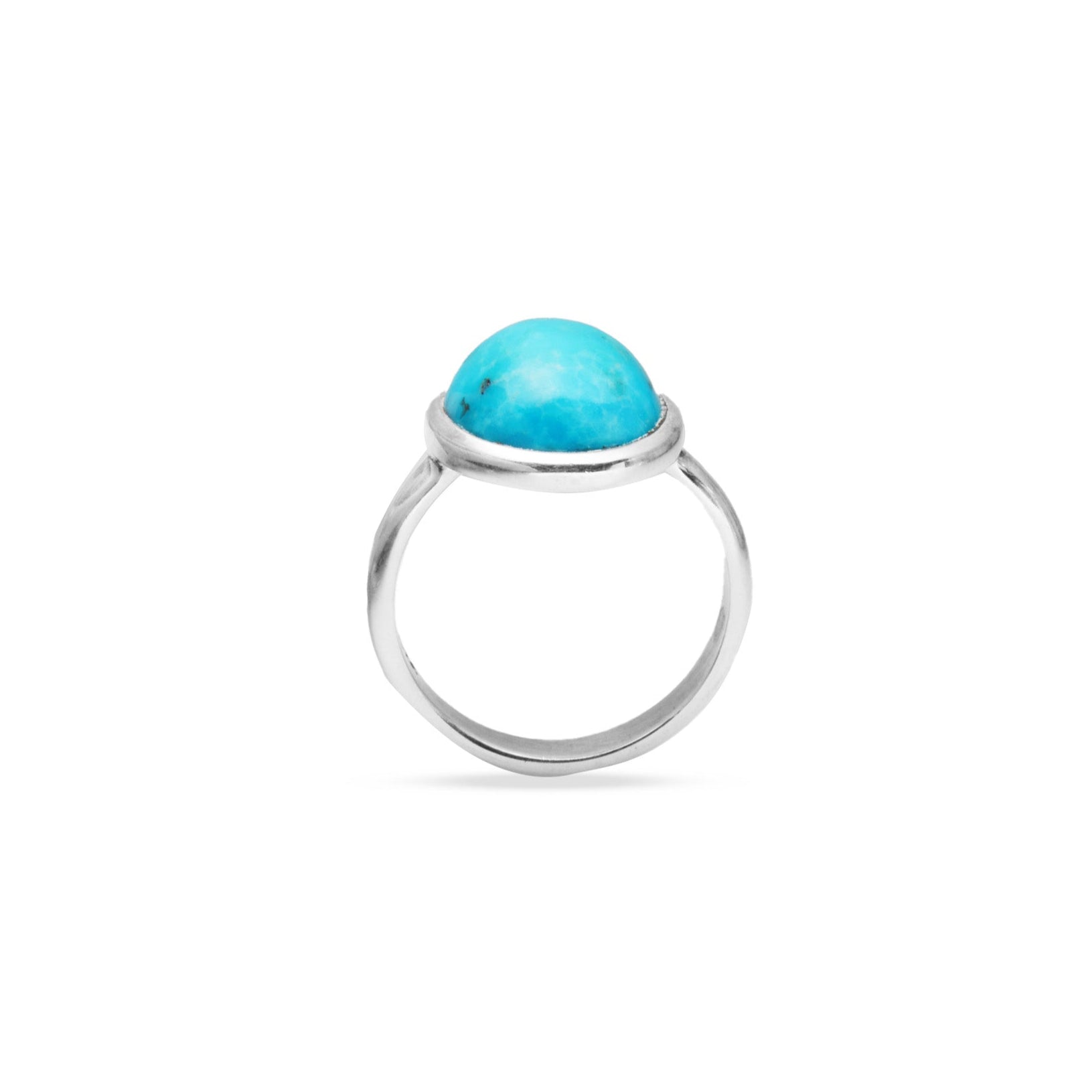 Feroza Turquoise cabochon oval ring with bezel setting