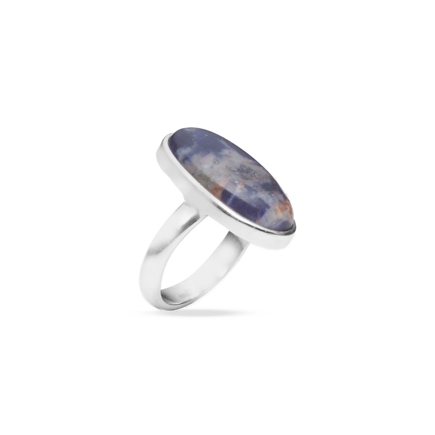 Sodallite cabochon oval bezel set ring