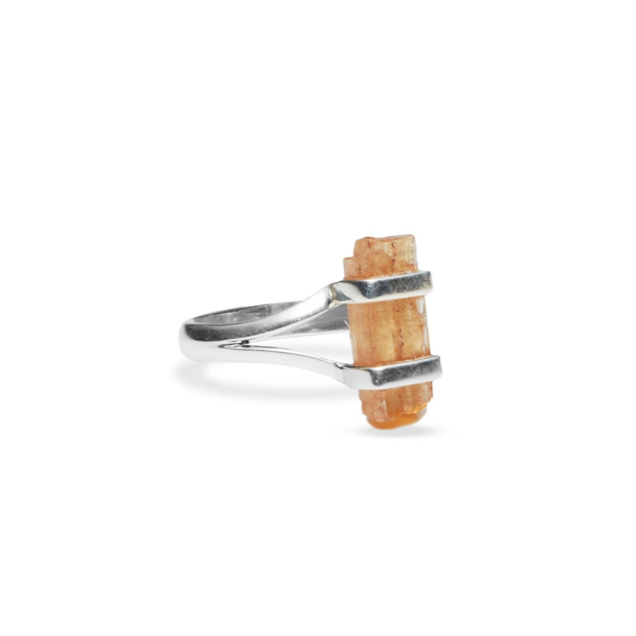 yellow topaz rough freeform double belt ring with split band