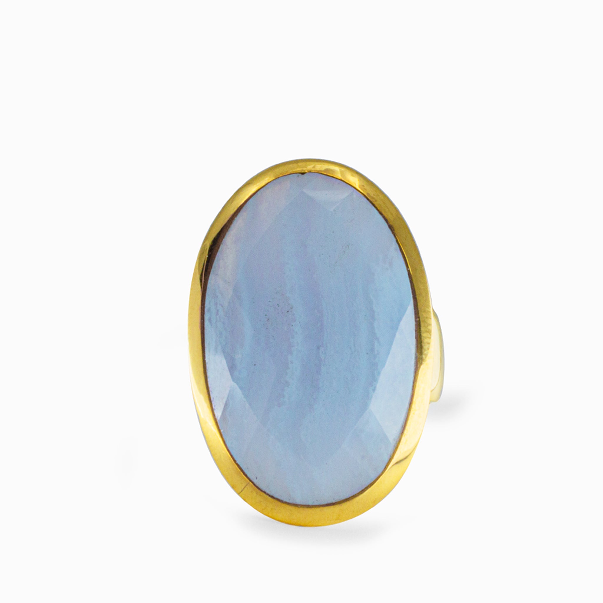 gold blue lace agate ring