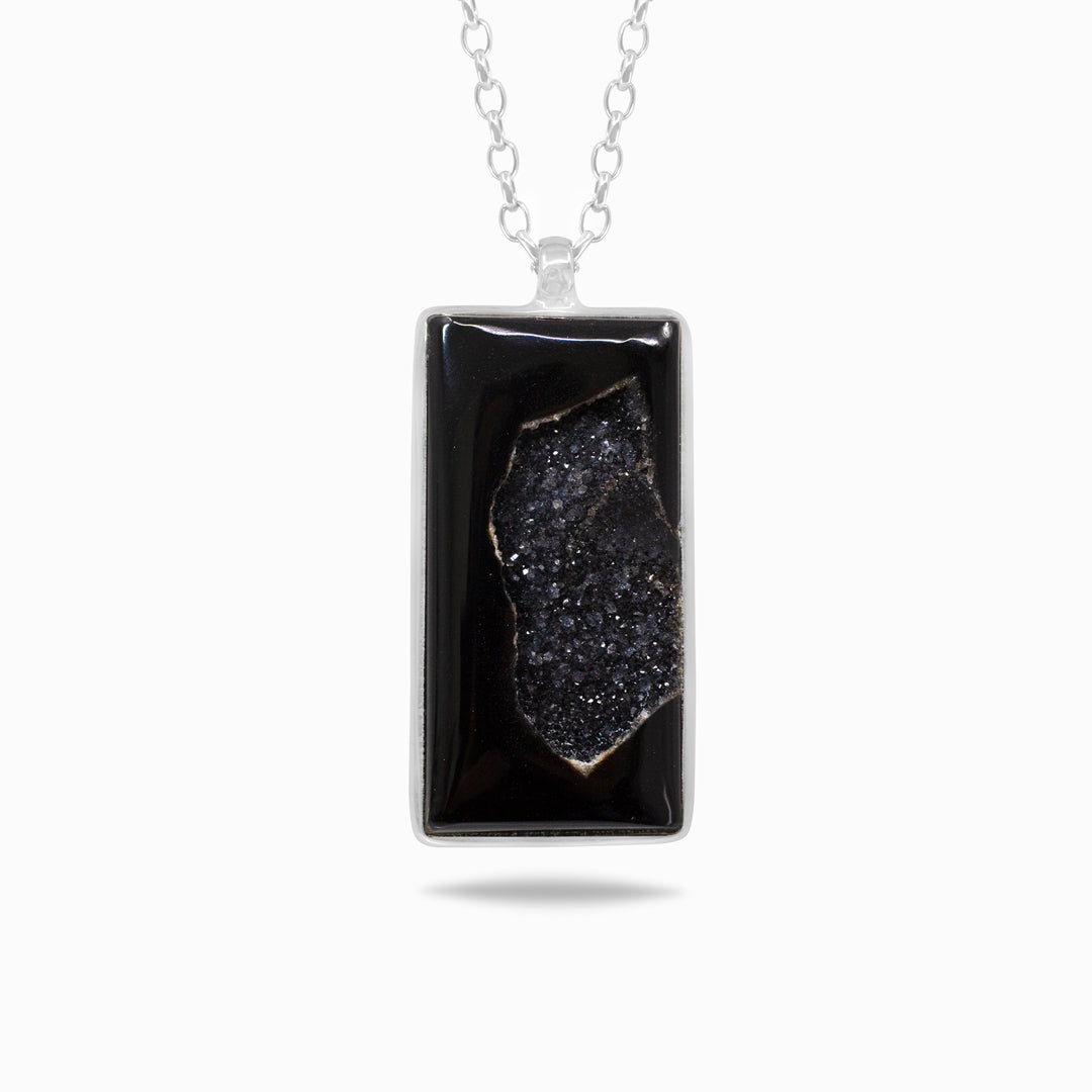 Black Onyx Druzy Necklace
