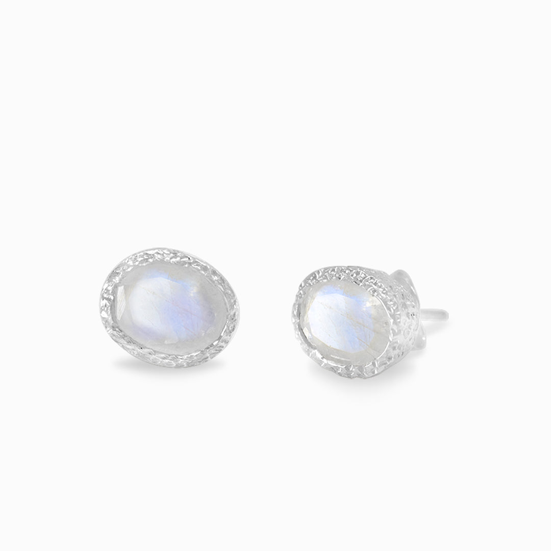 Rainbow Moonstone Stud Earrings