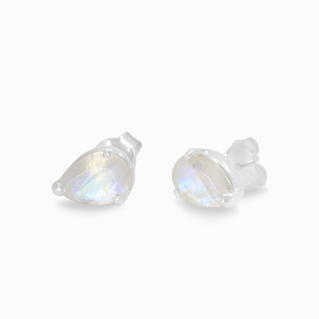 Rainbow Moonstone Stud Earrings