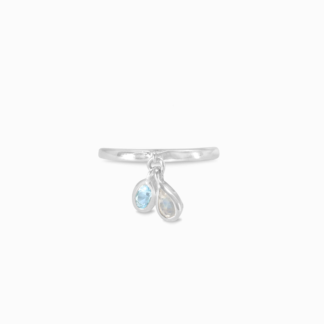 Blue Topaz & Rainbow Moonstone Ring