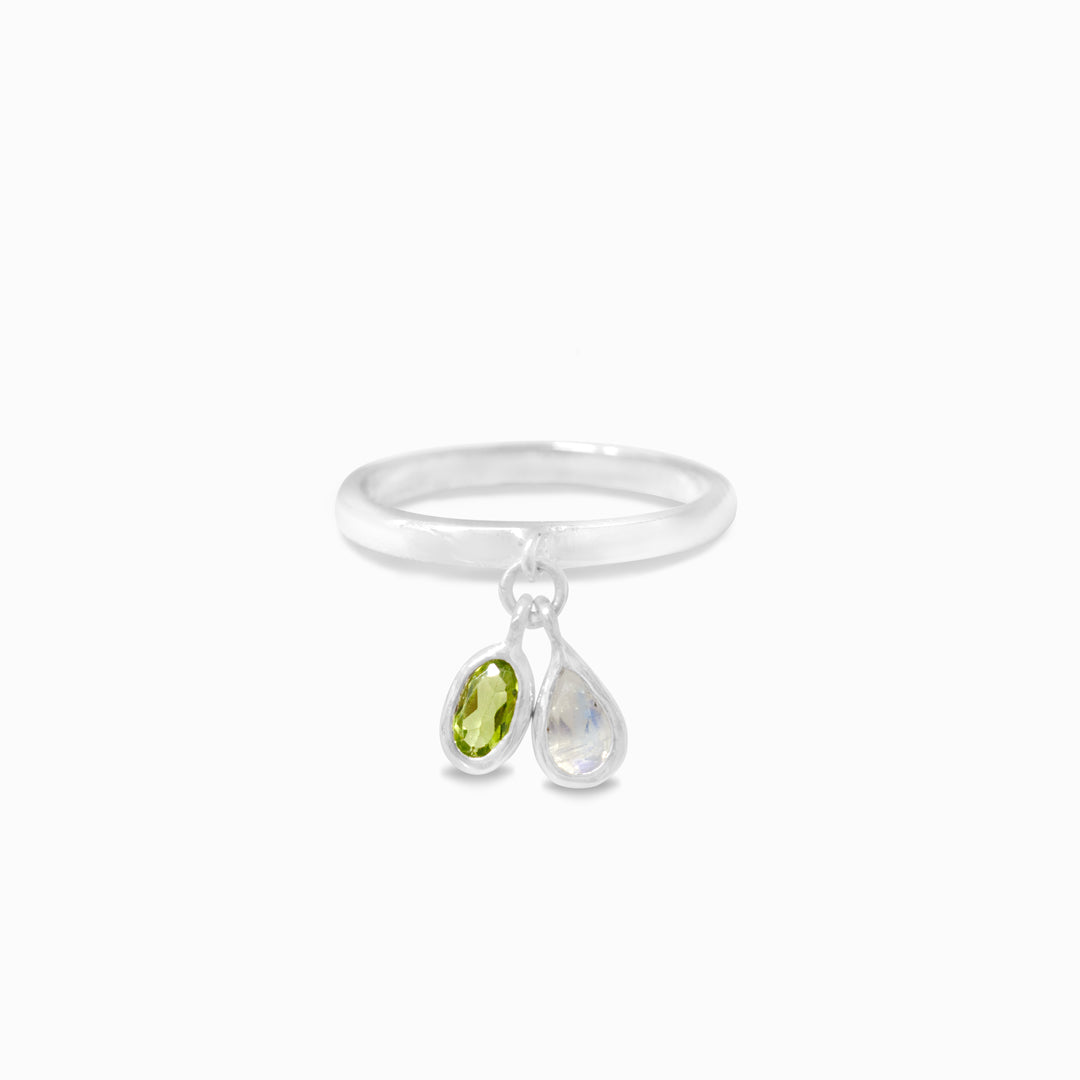 Peridot & Rainbow Moonstone Ring
