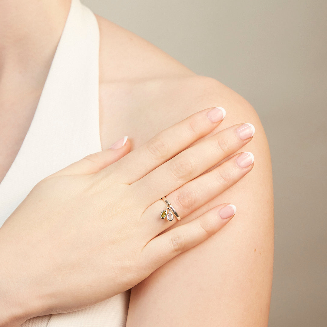 Peridot & Rainbow Moonstone Ring