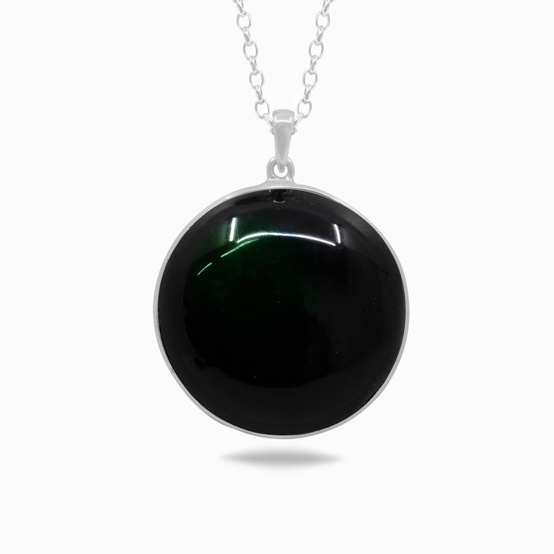 Green Rainbow Obsidian Necklace