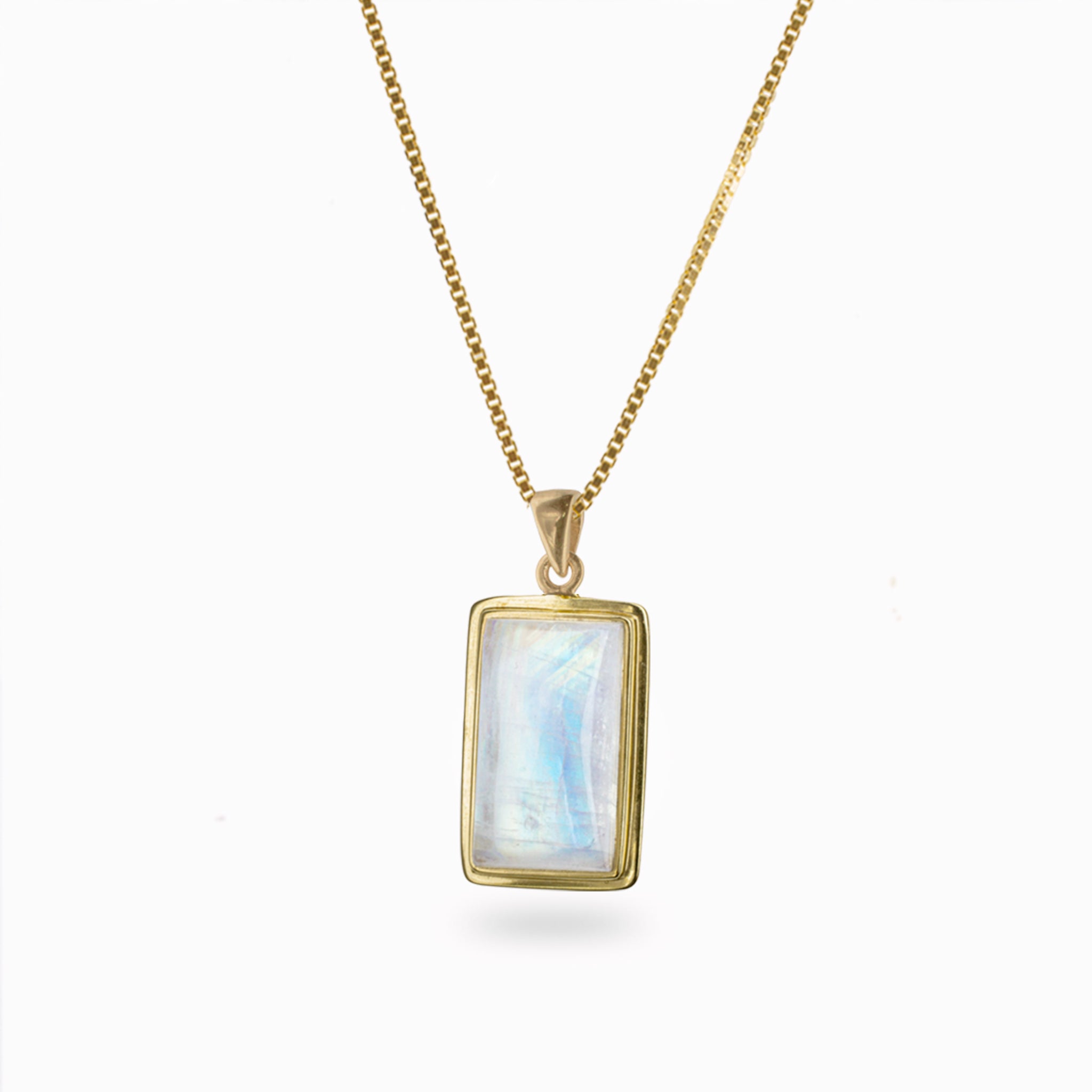 Rainbow Moonstone Necklace In Gold Vermeil Made In Earth Australia
