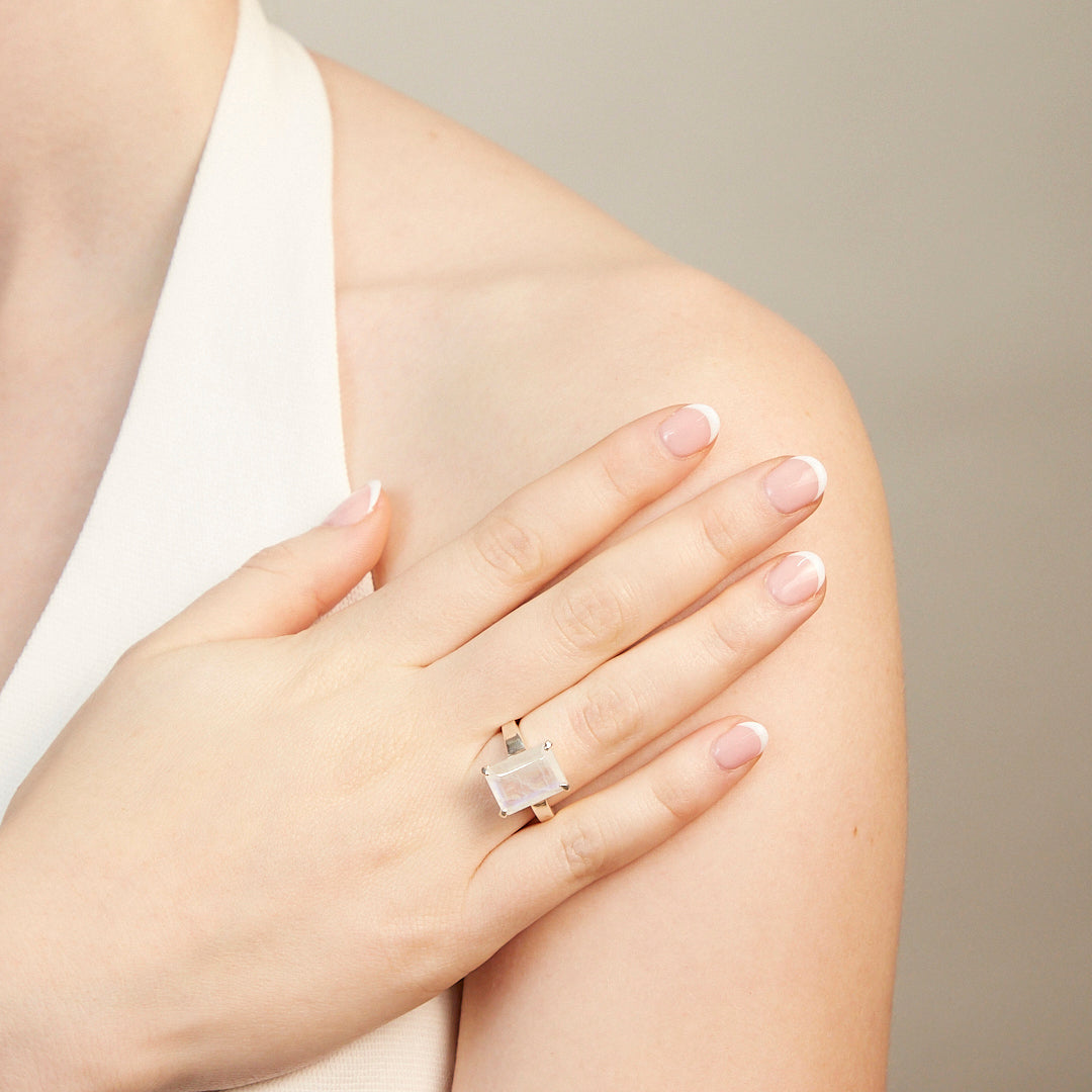 Rainbow Moonstone Ring