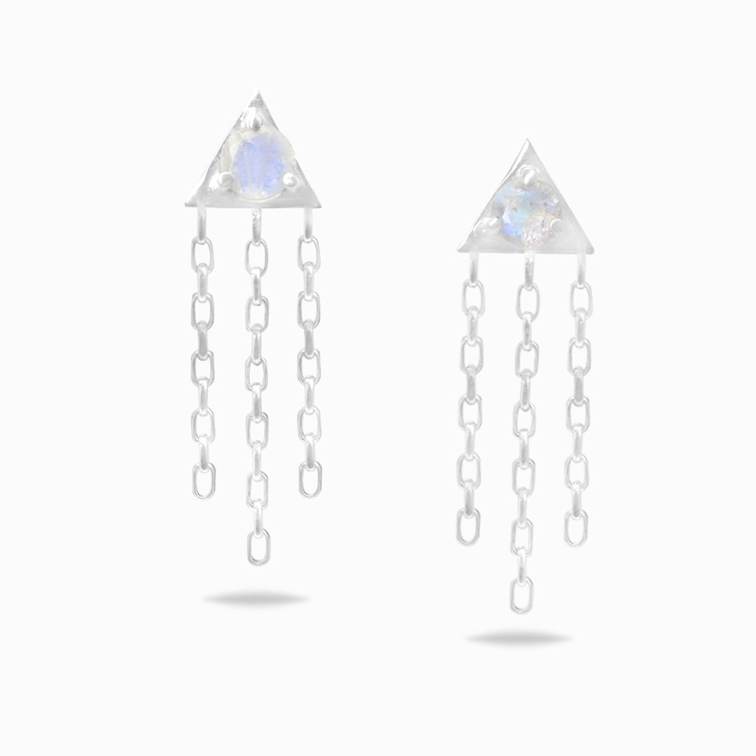 Rainbow Moonstone Stud Earrings