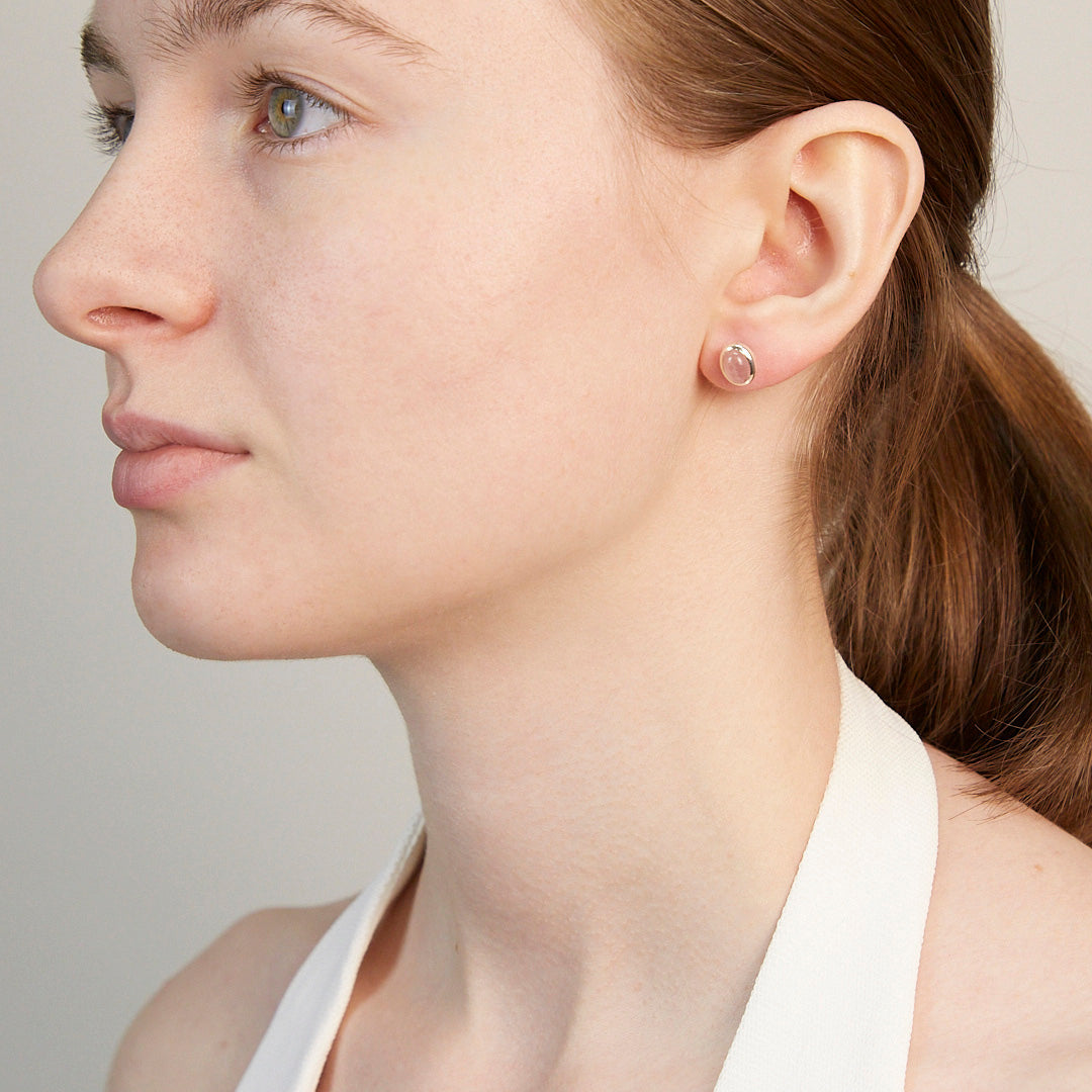 Rose Quartz Stud Earrings