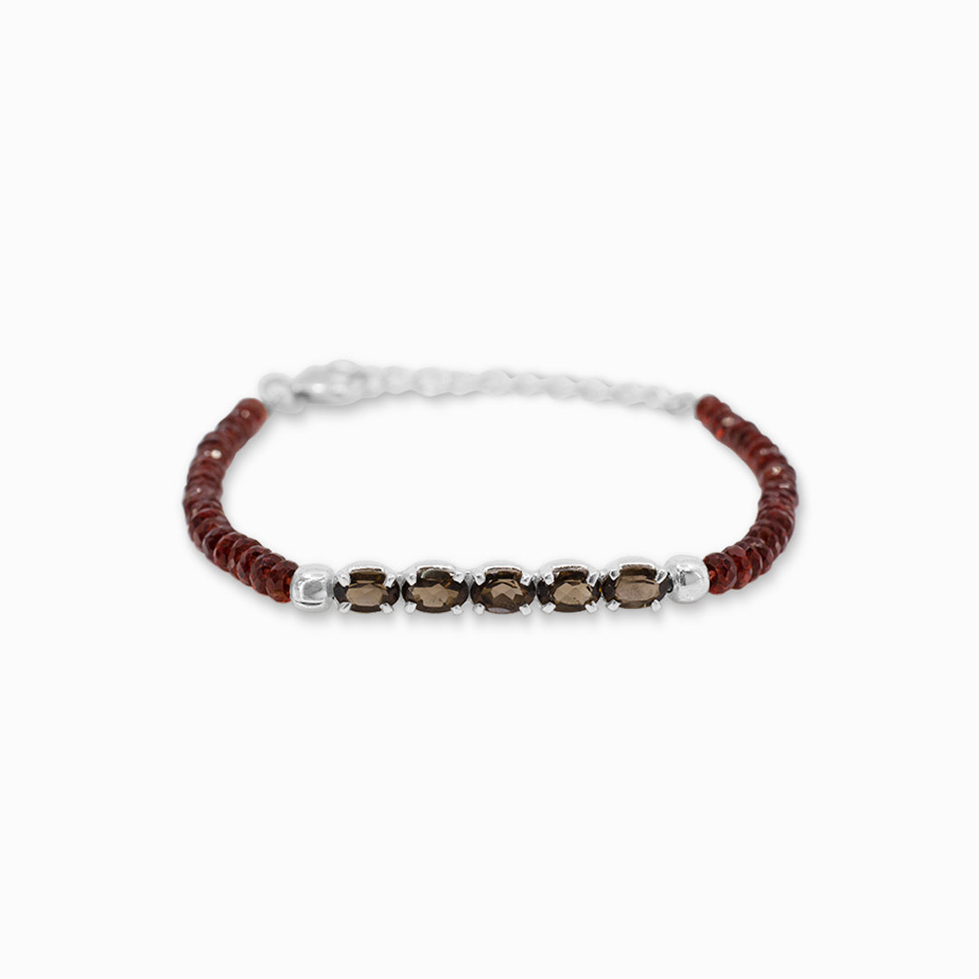 Garnet & Smokey Quartz Bracelet