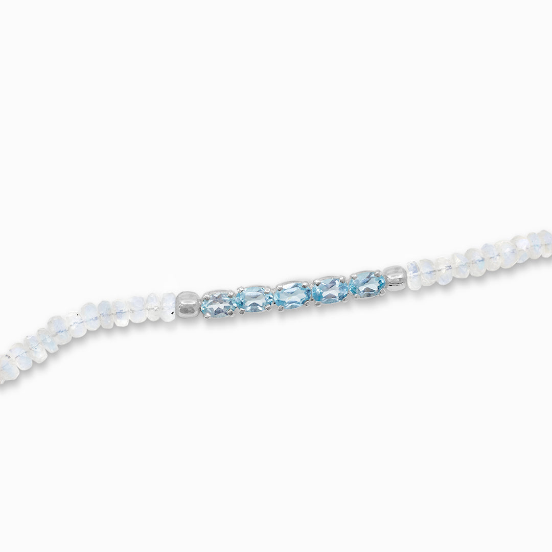 Blue Topaz & Rainbow Moonstone Bracelet