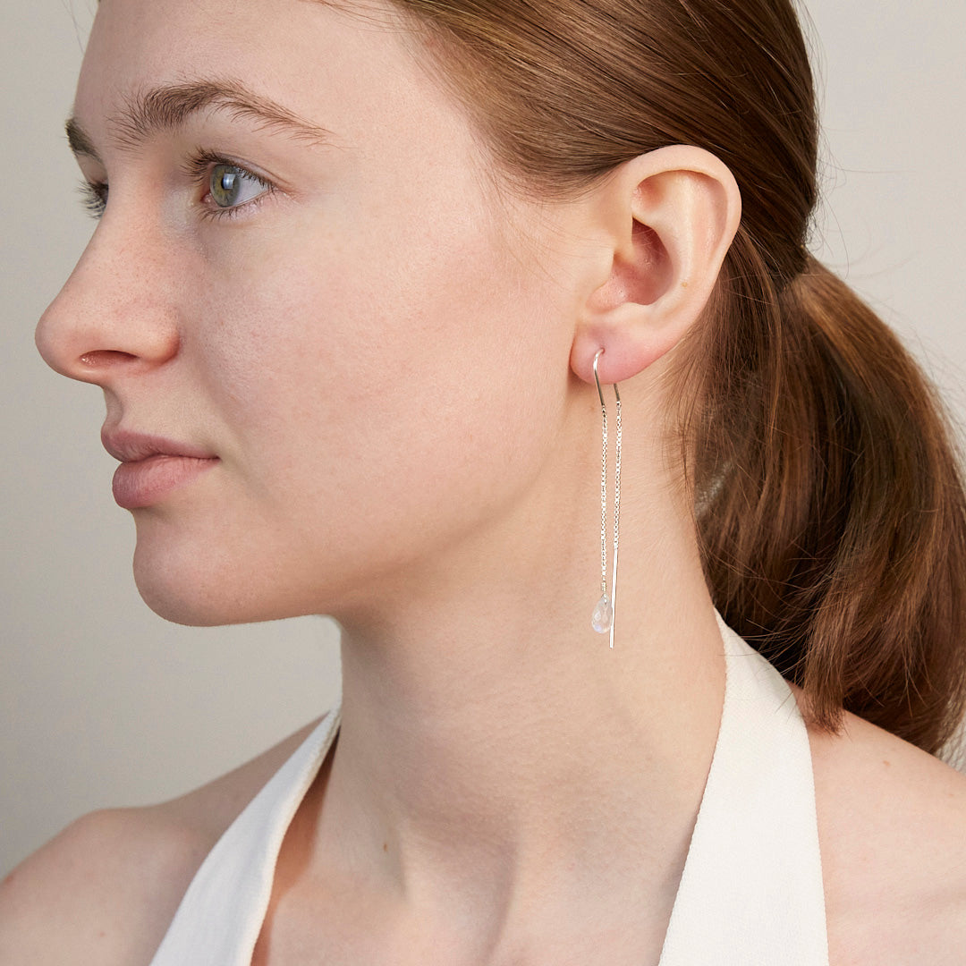 Rainbow Moonstone Drop Earrings