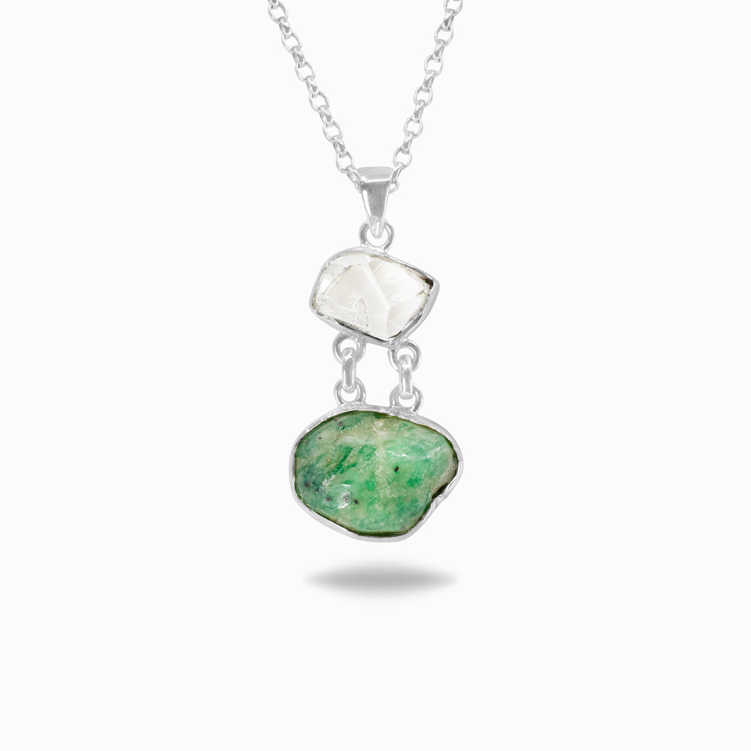 Emerald & Herkimer Diamond Necklace