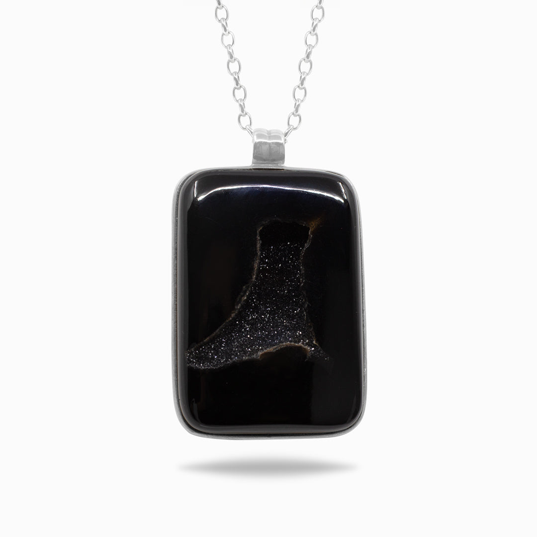 Black Onyx Druzy Necklace