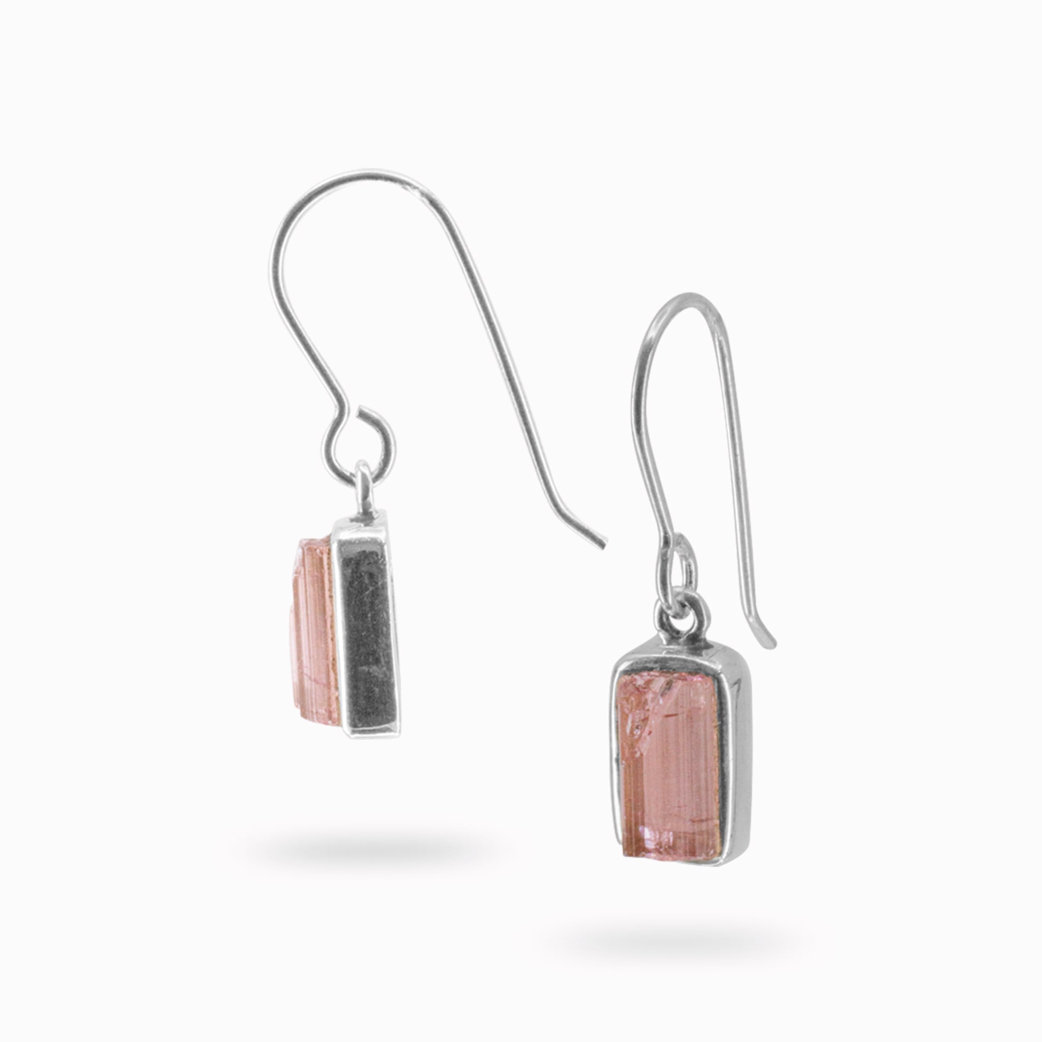 PINK TOURMALINE DROP EARRINGS SILVER