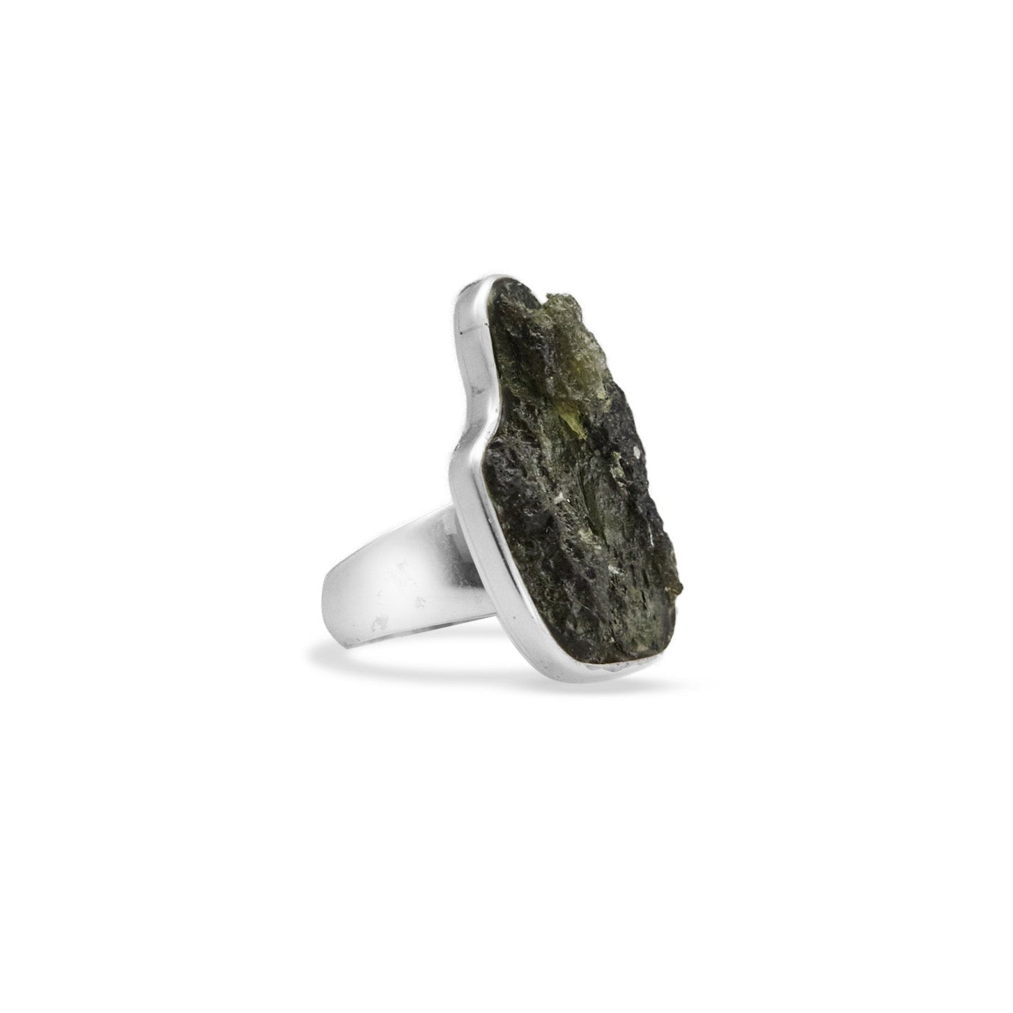 Moldavite rough freeform Ring