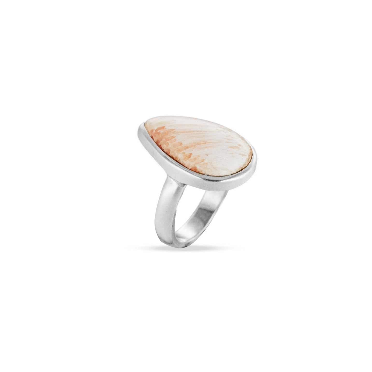 Scolecite cabochon teardrop Ring with bezel setting