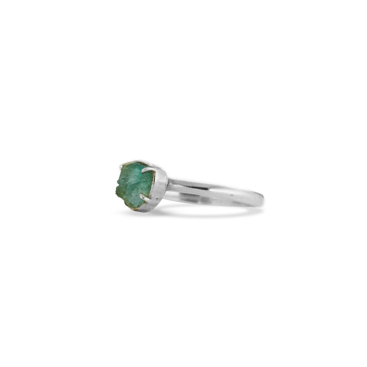 Emerald rough freeform claw set Ring