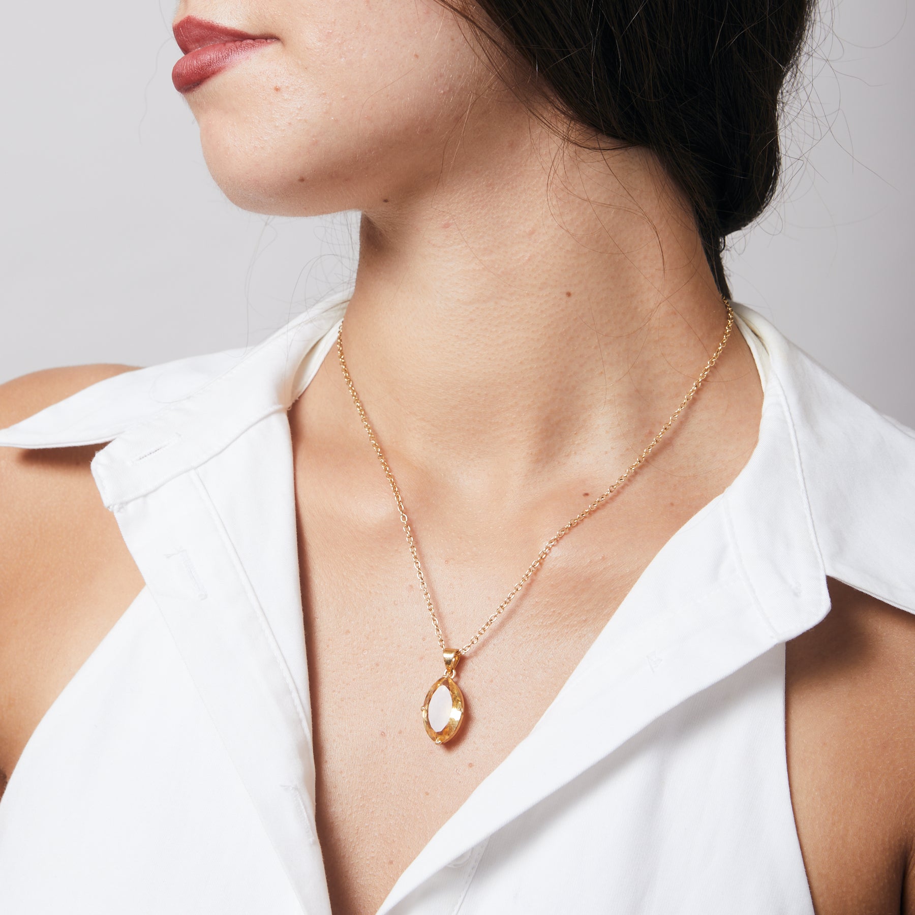 Citrine faceted marquise claw Necklace