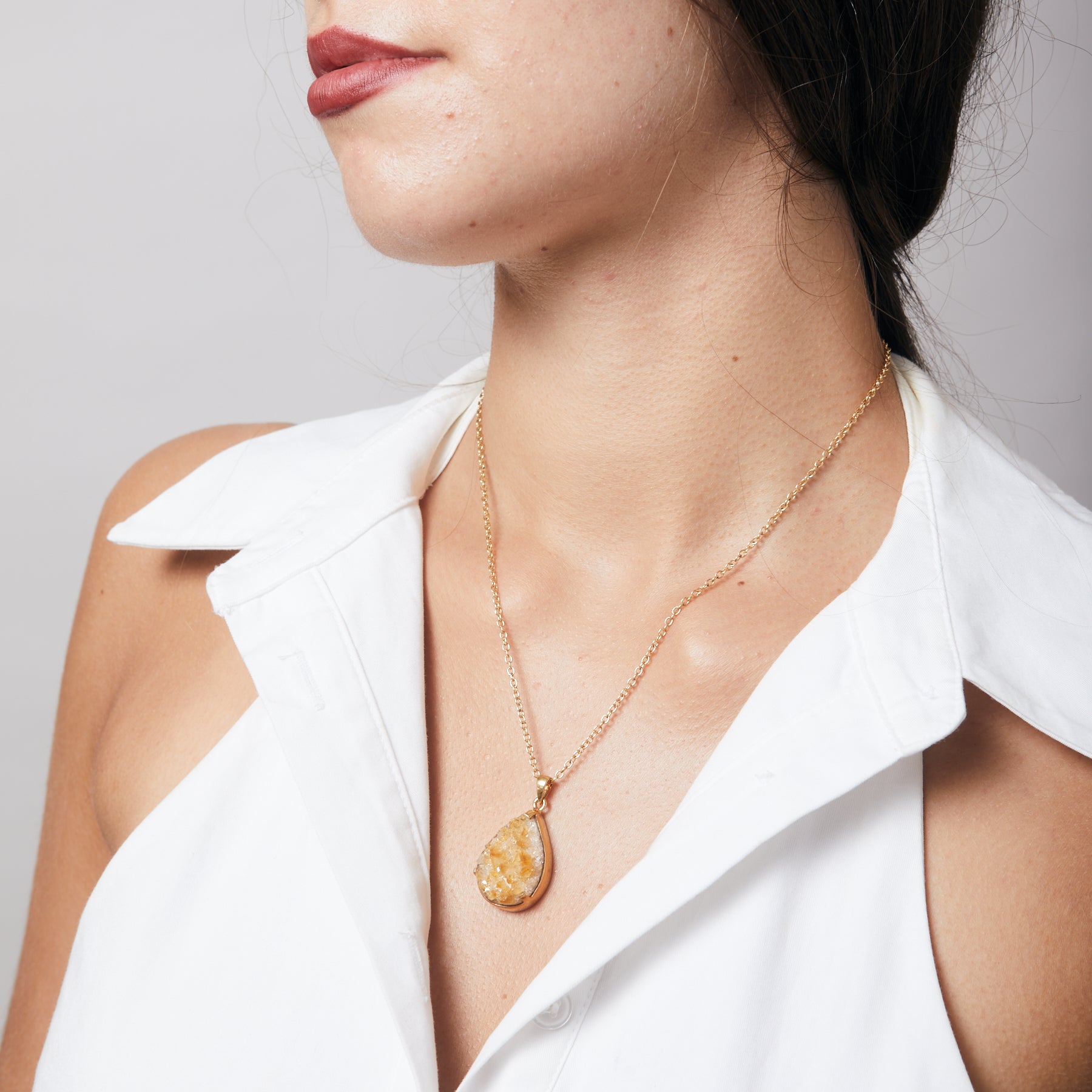 Citrine rough freeform claw set Necklace