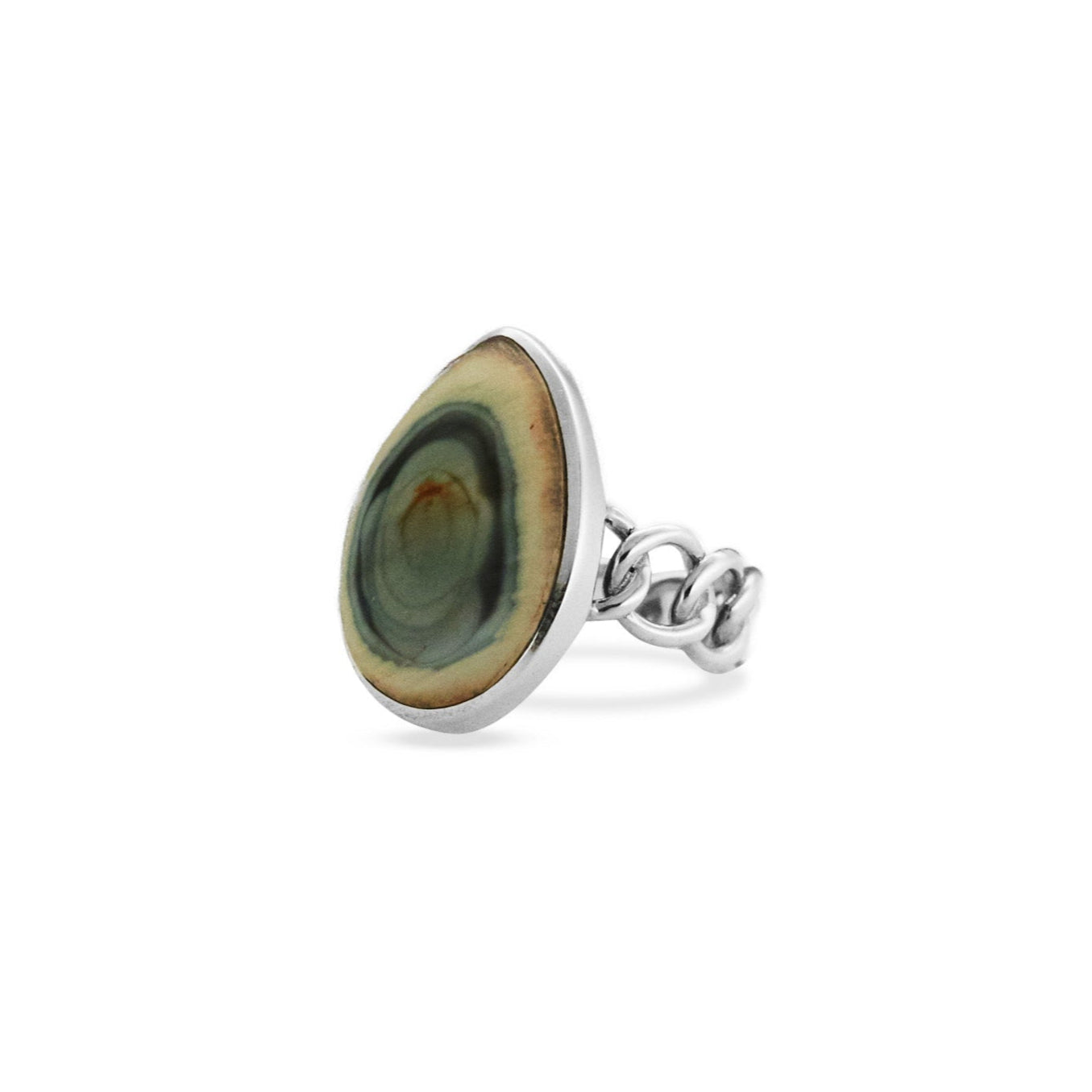 Imperial Jasper cabochon teardrop Ring