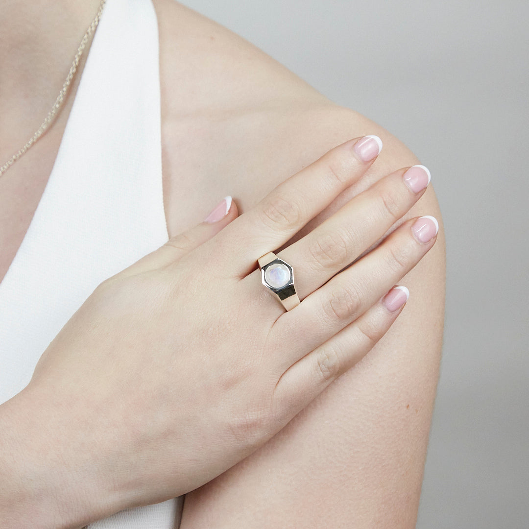 Rainbow Moonstone Ring