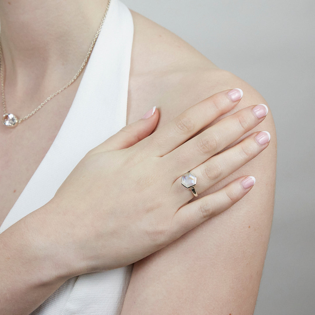Rainbow Moonstone Ring
