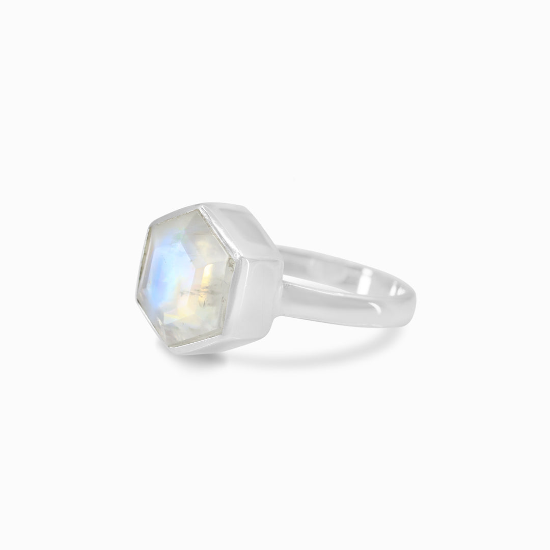 Rainbow Moonstone Ring