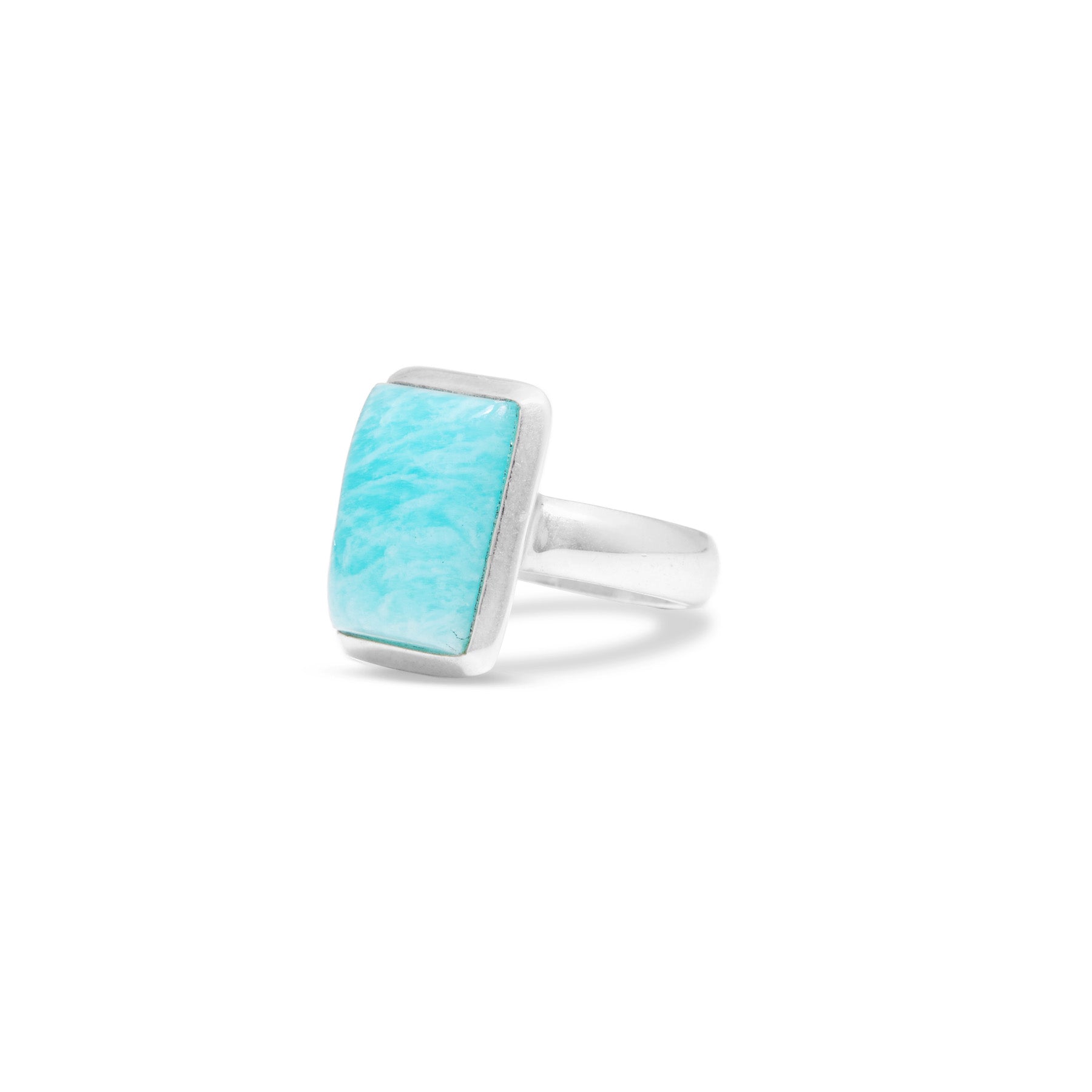 Amazonite cab rectangle bezel Ring