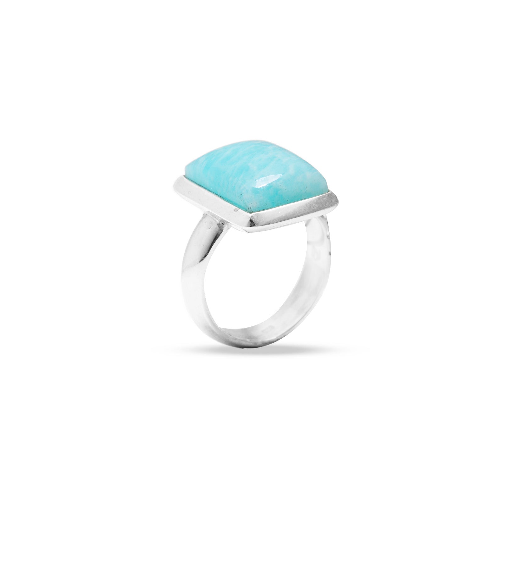 Amazonite cab rectangle bezel Ring