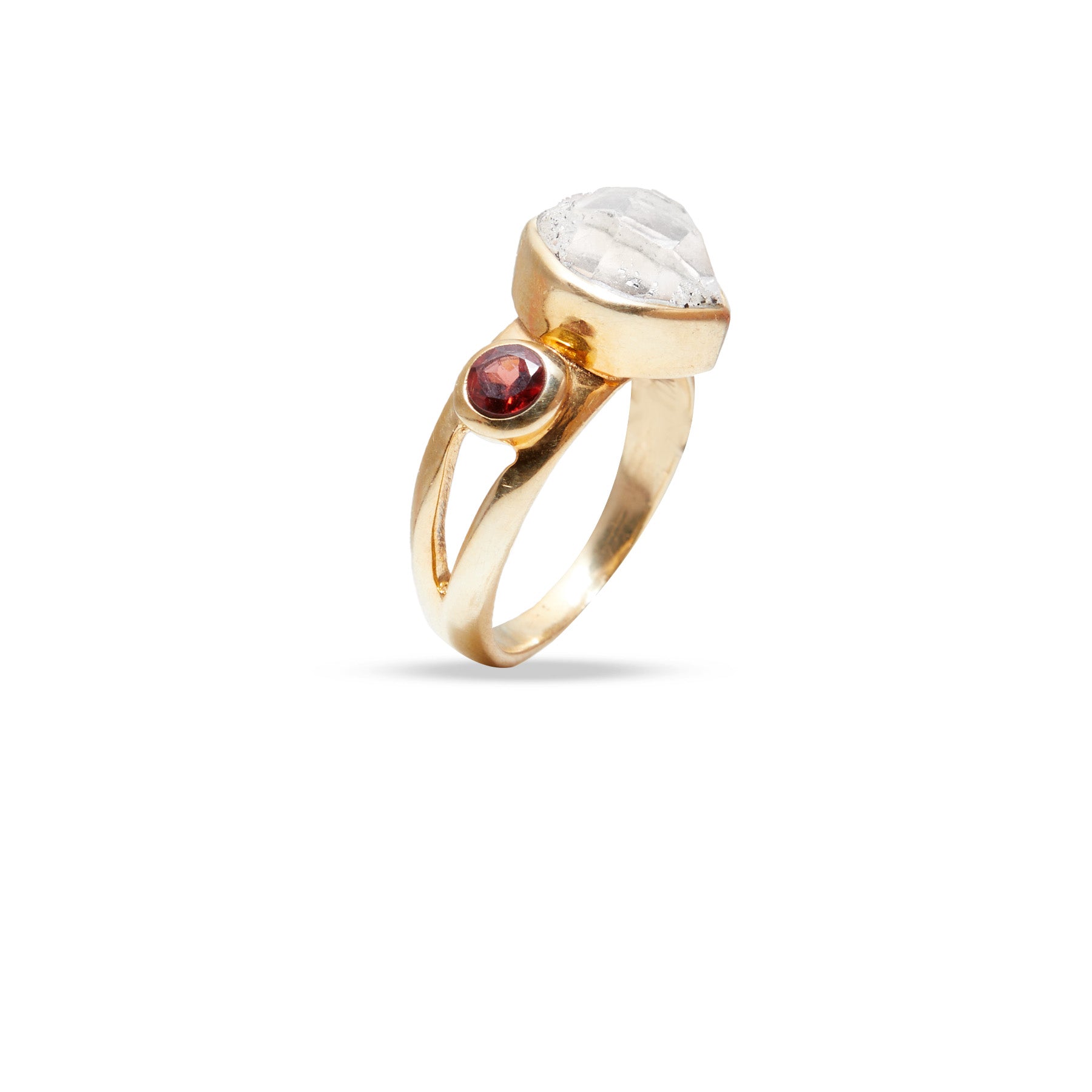 Herkimer Diamond & Garnet Ring