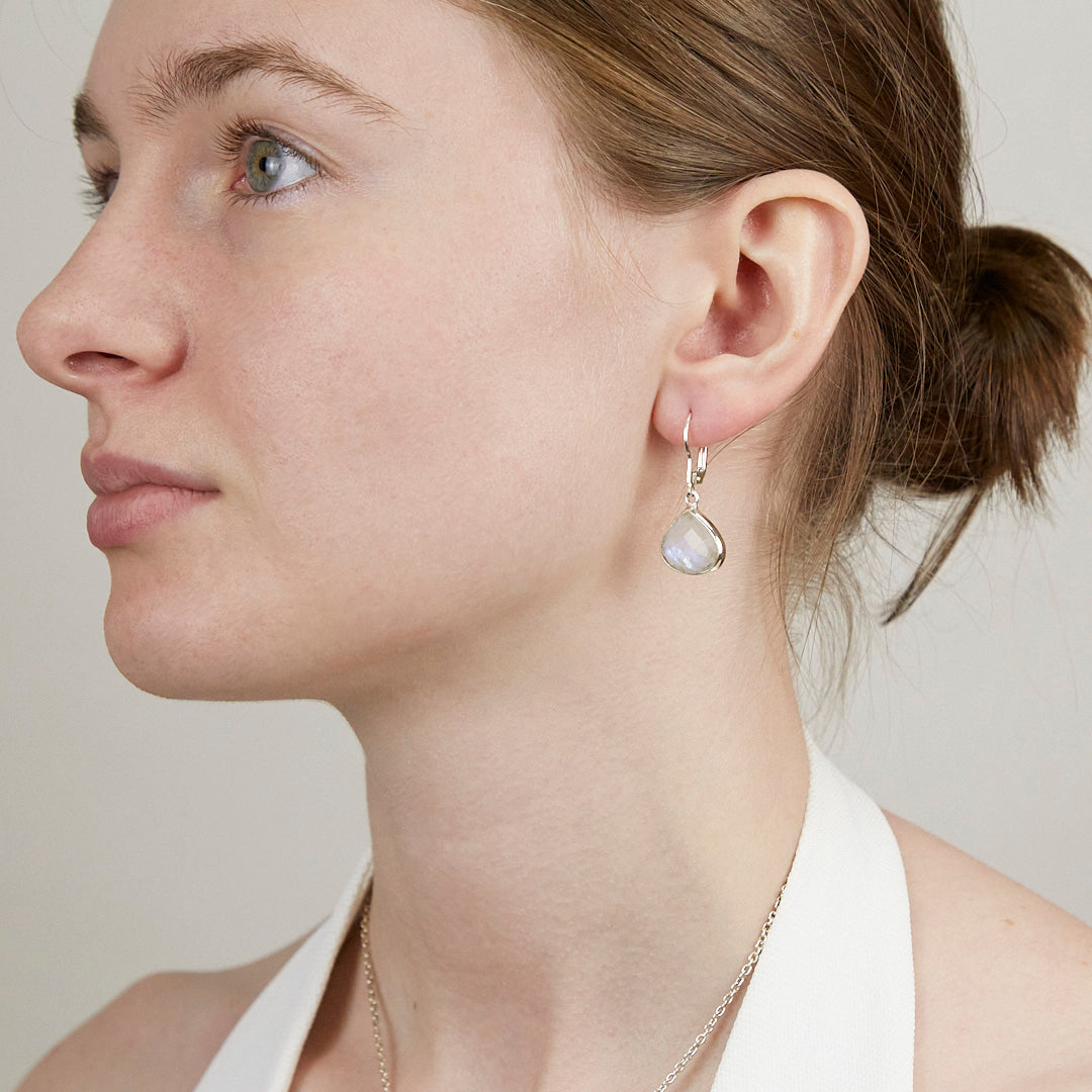 Rainbow Moonstone Drop Earrings