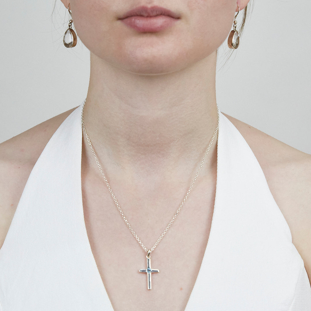 Blue Topaz Cross Necklace