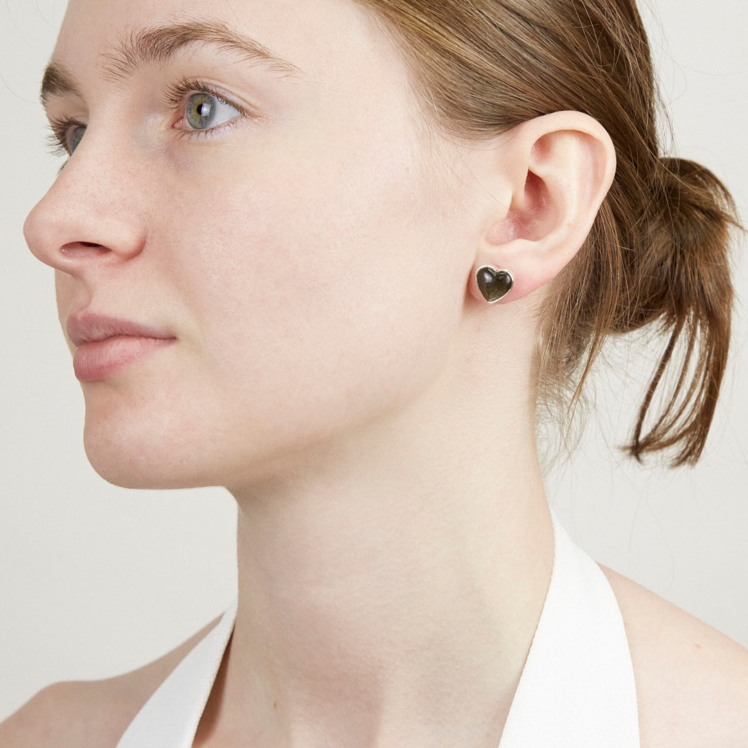 Gold Sheen Obsidian Stud Earrings