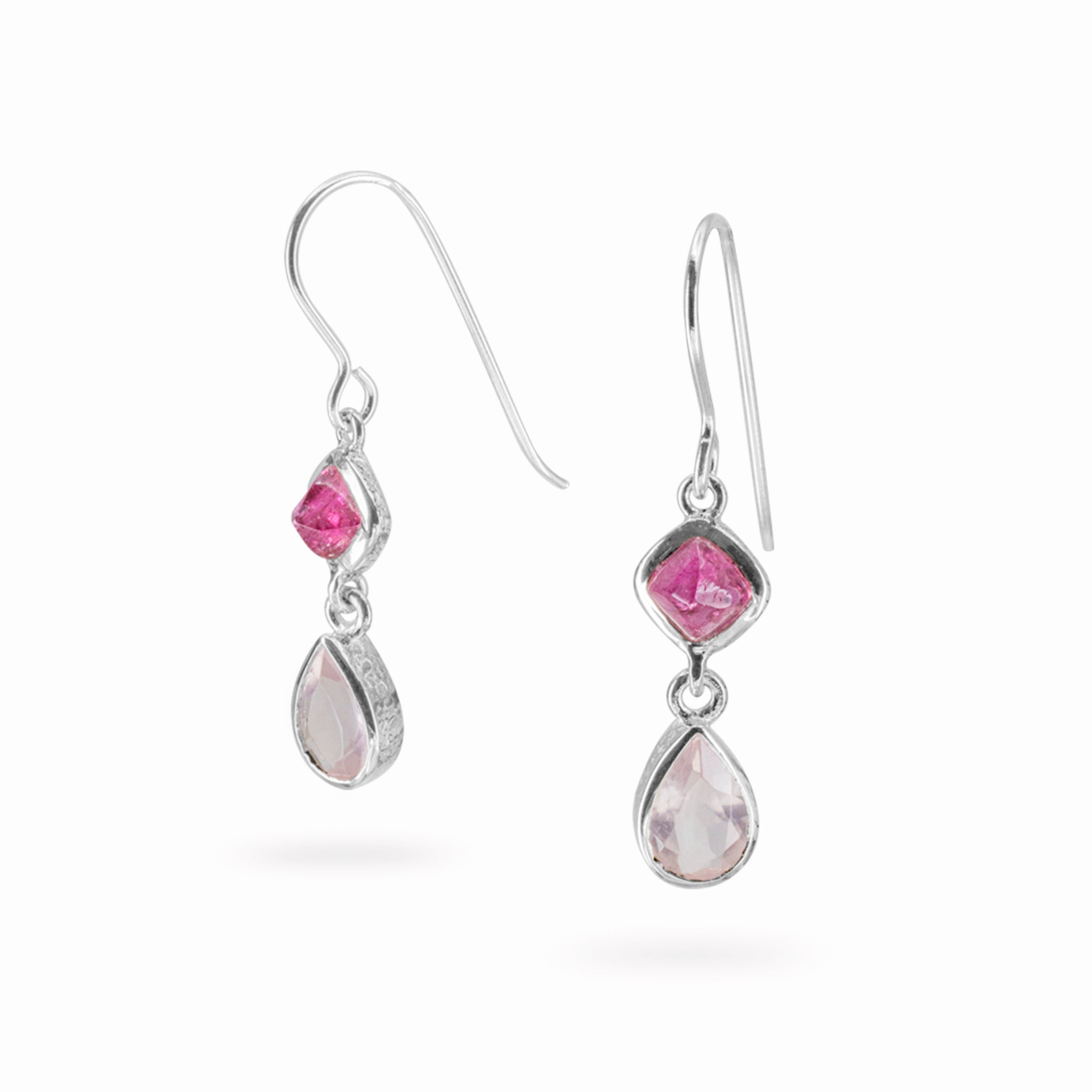 Rose Quartz & Pink Tourmaline Drop Earrings