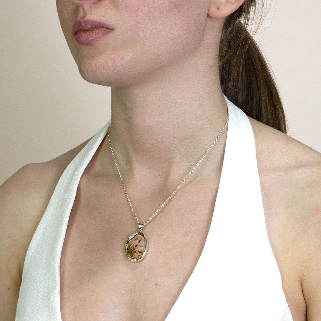 Epidote In Quartz Necklace