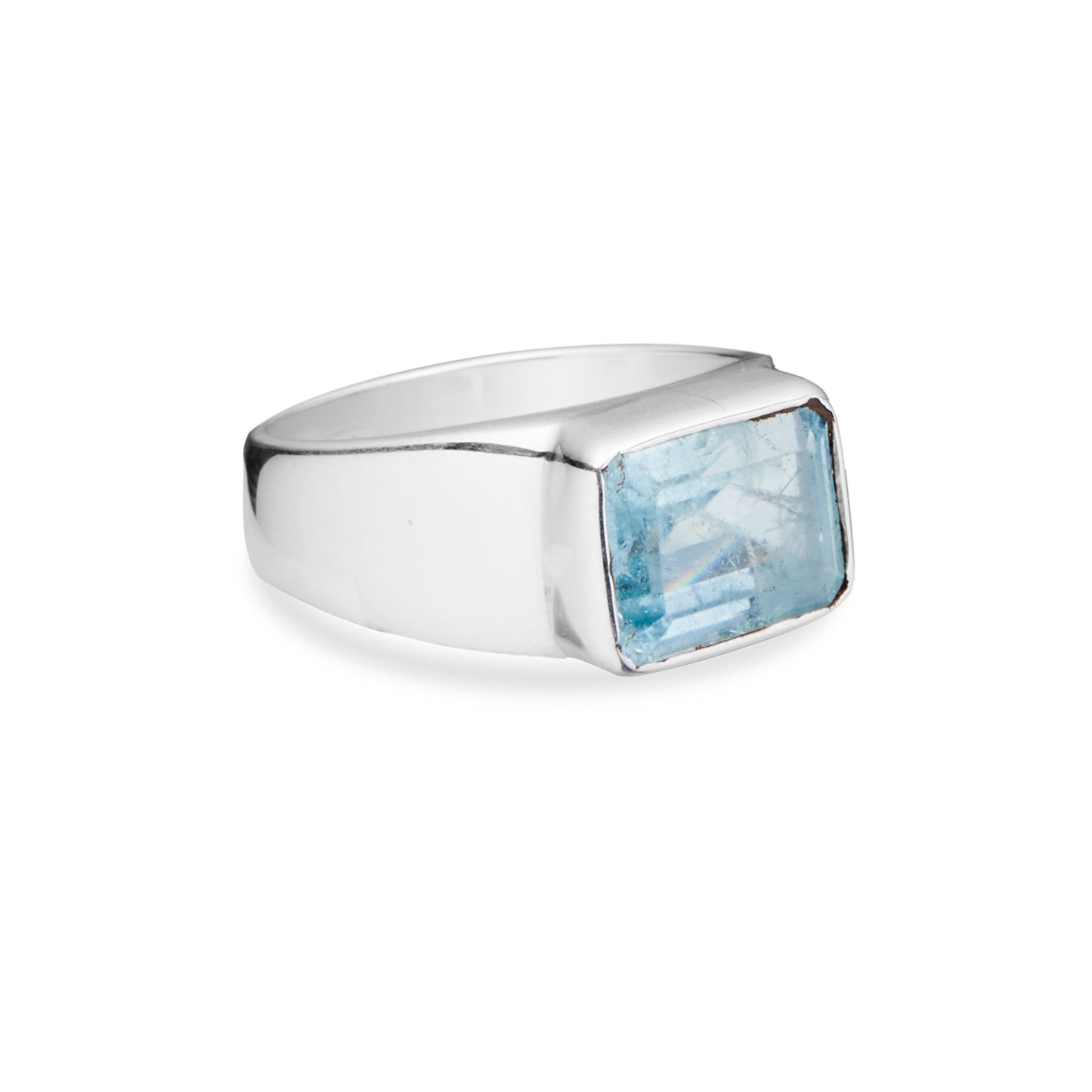 RECTANGLE AQUAMARINE RING