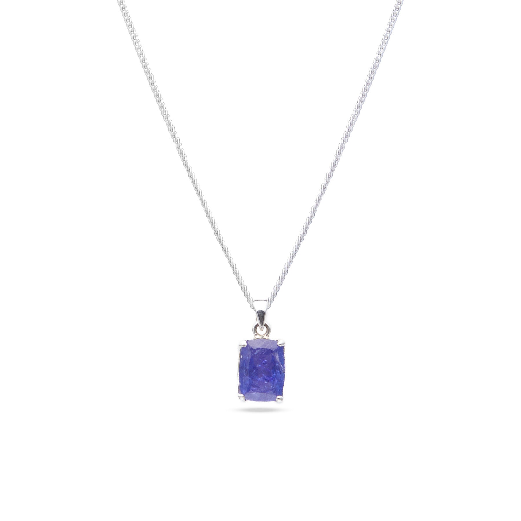 Tanzanite faceted rectangle claw set Necklace