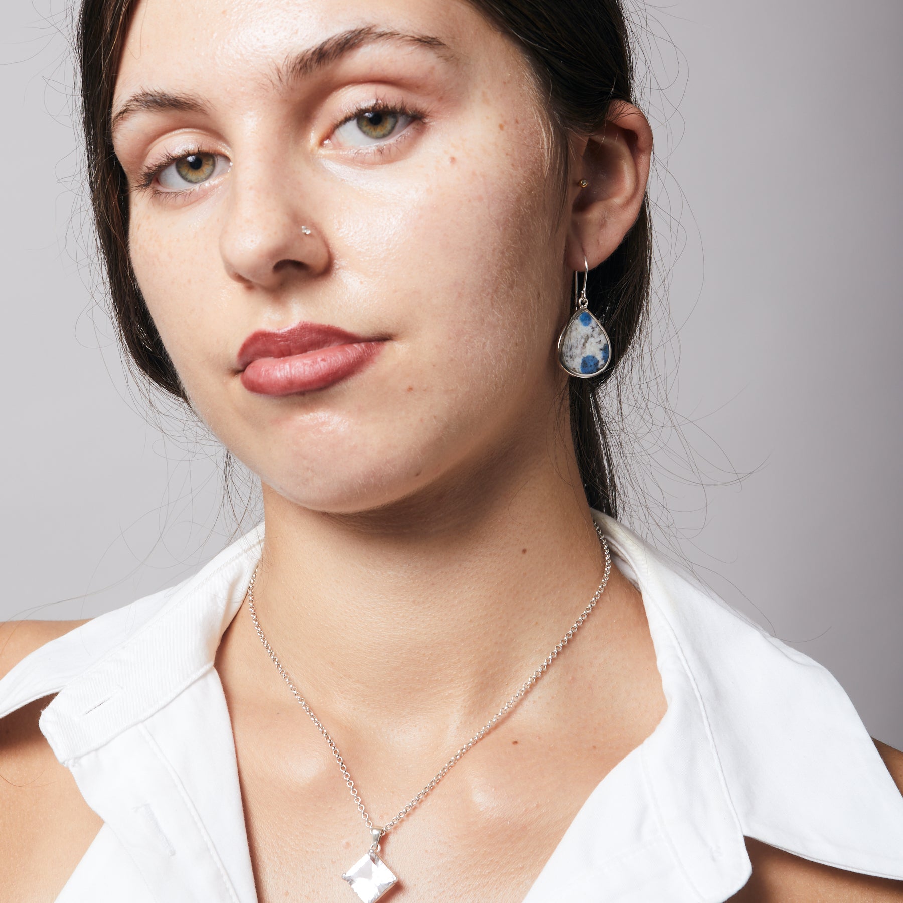 K2 Jasper cabochon teardrop Drop Earrings