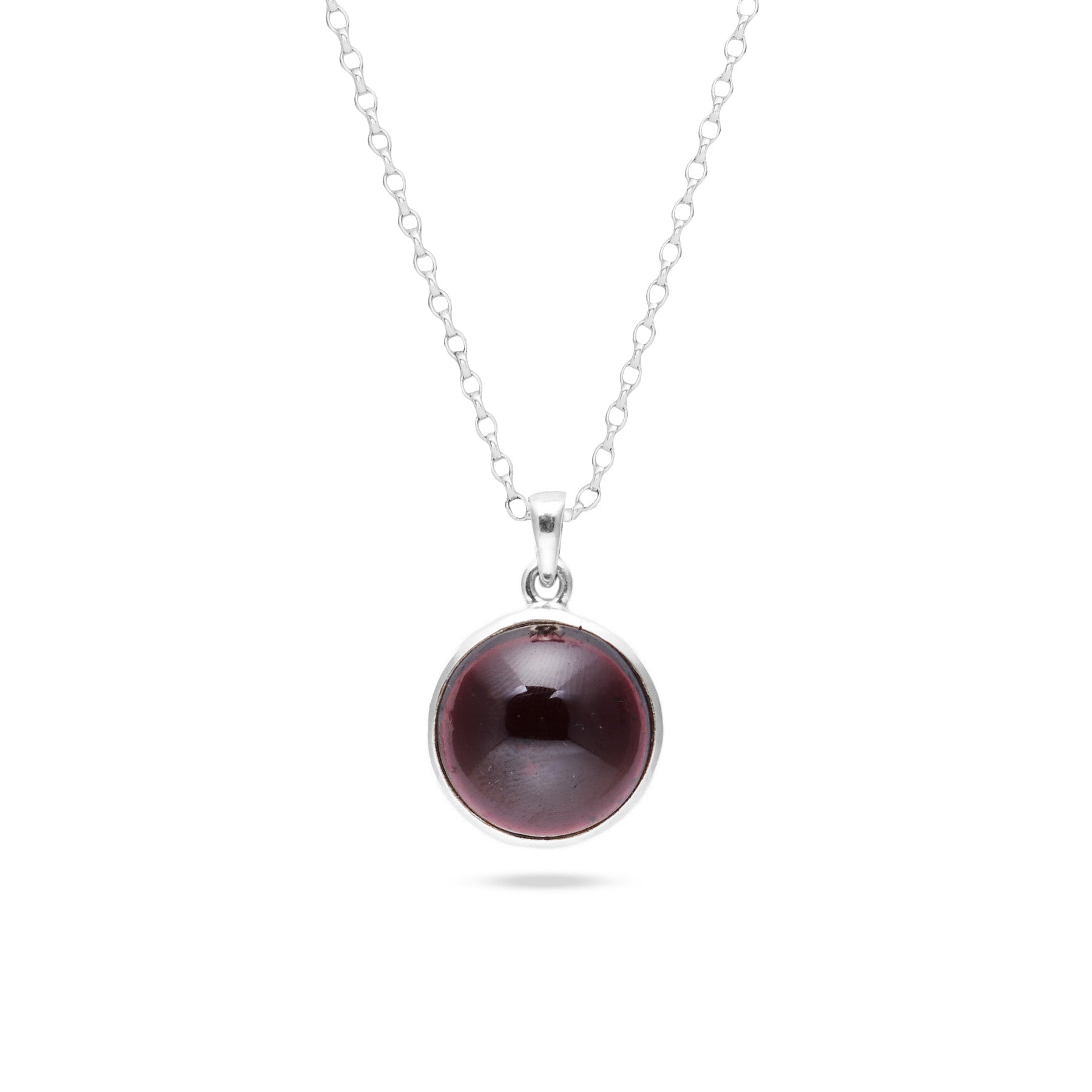 Garnet Almandine cabochon round bezel set Necklace