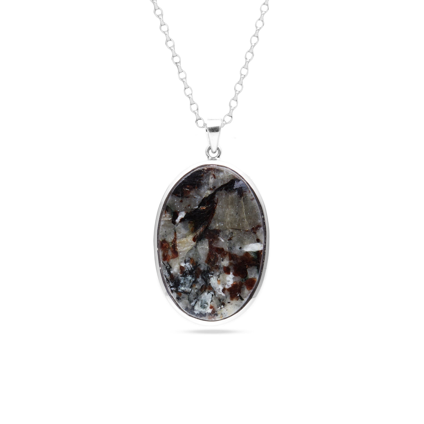 Astrophyllite cabochon oval bezel Necklace